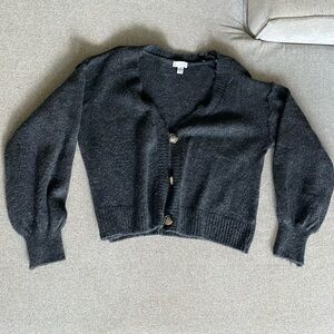 Short Grey Cardigan with Turtle buttons